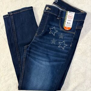 Dark Blue Star Embellished Girls Jeans